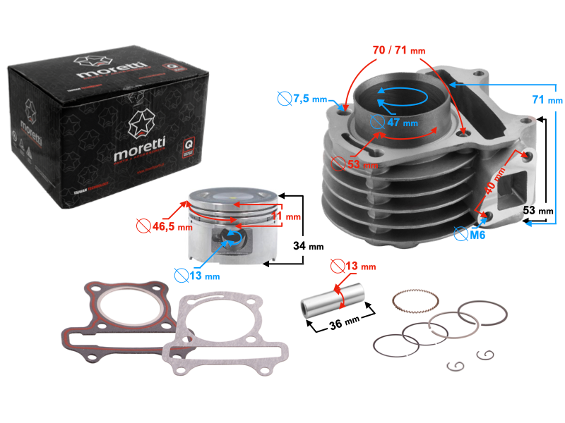 Moretti cylinder for scooter 4T 80cc 139QMB