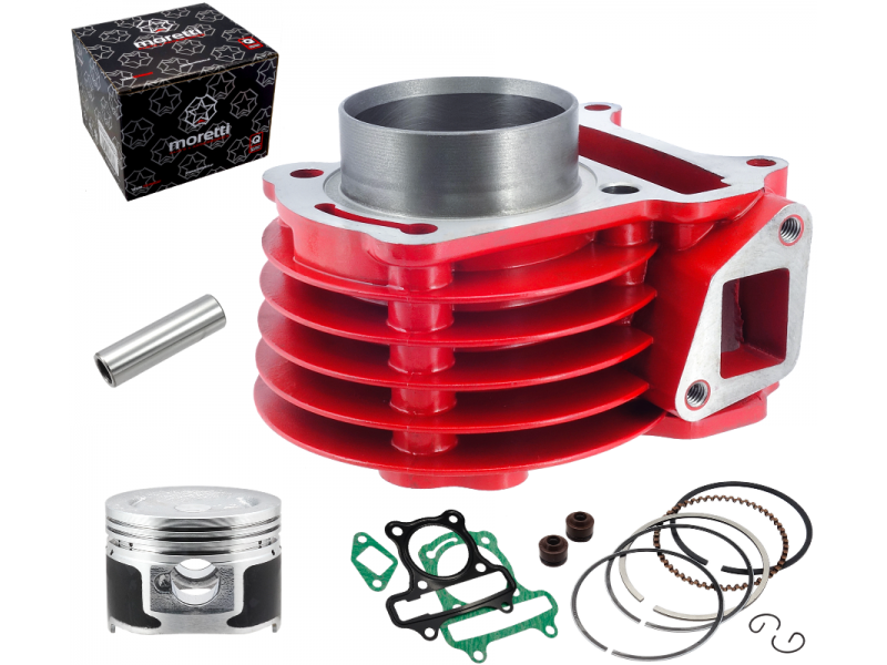 Moretti 80cc cylinder for Huragan 5 scooter with horizontal engine / red Moretti 80cc cylinder for Huragan 5 scooter with horizontal engine / red