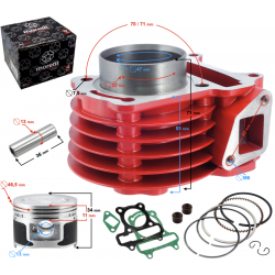 Moretti 80cc cylinder for Huragan 5 scooter with horizontal engine / red Moretti 80cc cylinder for Huragan 5 scooter with horizontal engine / red