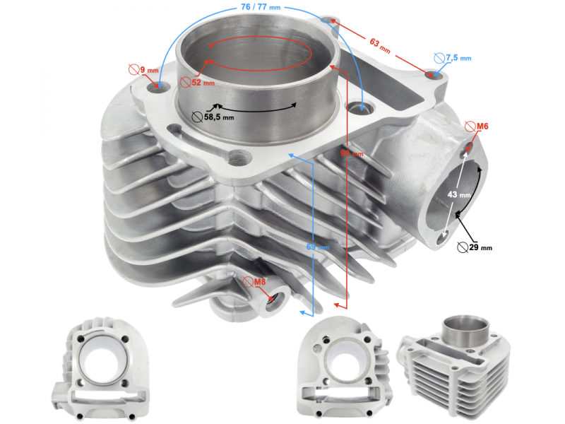 Cylinder for scooter 4T 125cc 1P52QMI, without piston