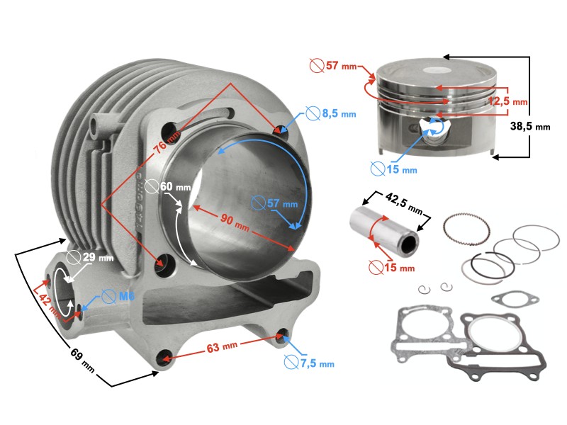 Cylinder 150cc for Huragan 5 scooter with horizontal engine