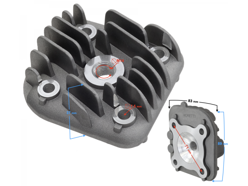 Moretti Cylinder head for scooter 2T 50cc 1PE40QMB