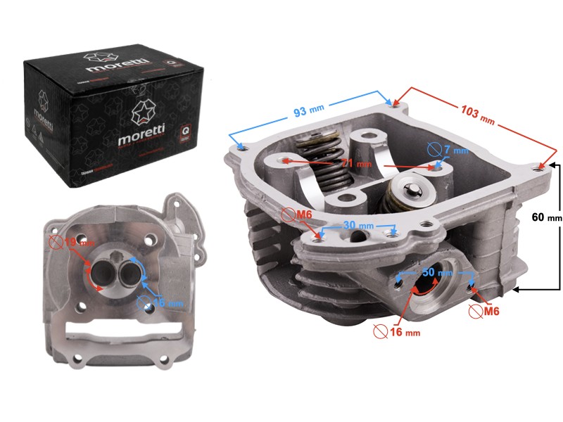 Cylinder head 80cc for Huragan 5 scooter with horizontal engine