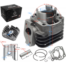 Cylinder and cylinder head for scooter 2T 50cc 1PE40QMB, bolt 10mm Cylinder and cylinder head for scooter 2T 50cc 1PE40QMB, bolt 10mm
