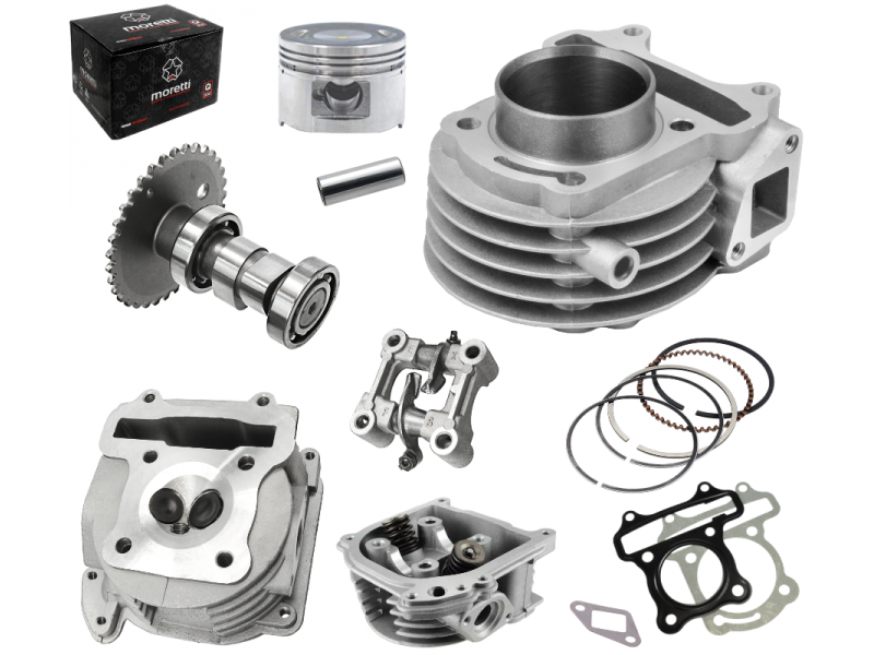 Moretti 80cc Cylinder and cylinder head for Huragan 5 scooter with horizontal engine