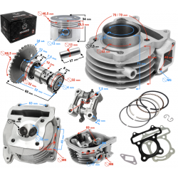 Moretti 80cc Cylinder and cylinder head for Huragan 5 scooter with horizontal engine