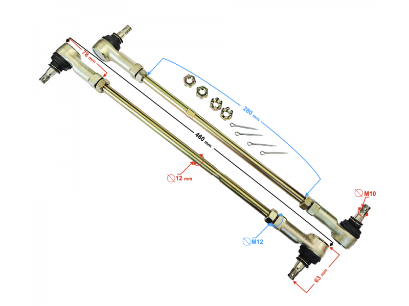 Complete right steering rack for the Tactic 550