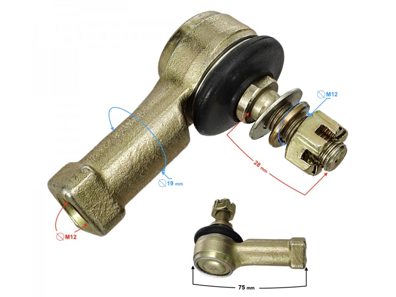 Steering rod ends 12mm / 12mm ATV L