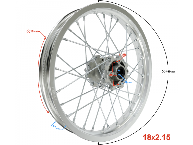 Rear rim 18-2.15 NXT250 silver