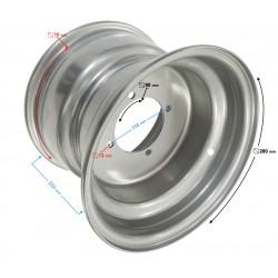 Silver rear rim 10x8 (110mm) ATV
