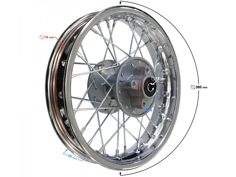 Rear rim 14x1,85 (67mm spacing) Dirt bike