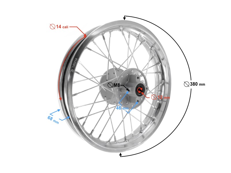 Rear rim 14-110 for Cross 110, spoke Rear rim 14-110 for Cross 110, spoke