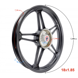 Aluminum rear rim 18-1,85 with drum brake for Fighter 2 moped Aluminum rear rim 18-1,85 with drum brake for Fighter 2 moped