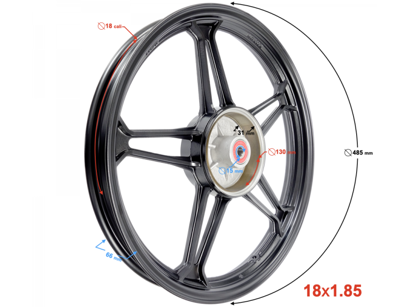 Aluminum rear rim 18-1,85 with drum brake for Fighter 2 moped