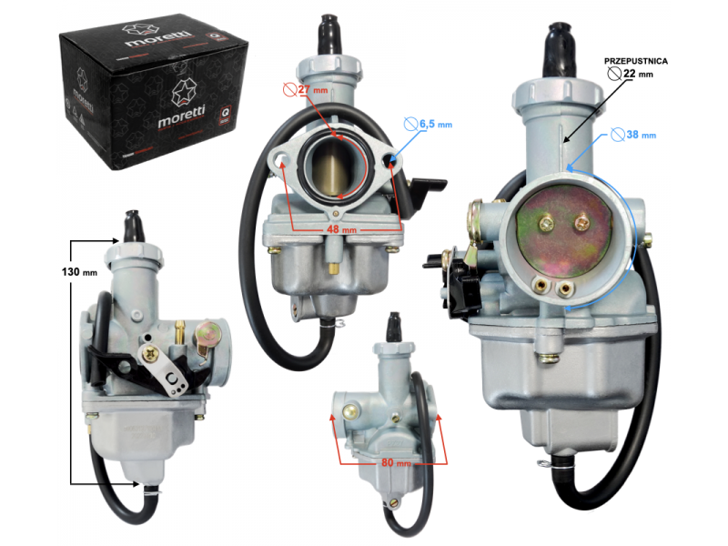 Carburetor Moretti PZ27, 150cc 4T, t.22mm, suction lever Carburetor Moretti PZ27, 150cc 4T, t.22mm, suction lever