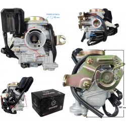 Carburetor Moretti GY6, 50cc 4T, t.18 mm, automatic suction, metal cover