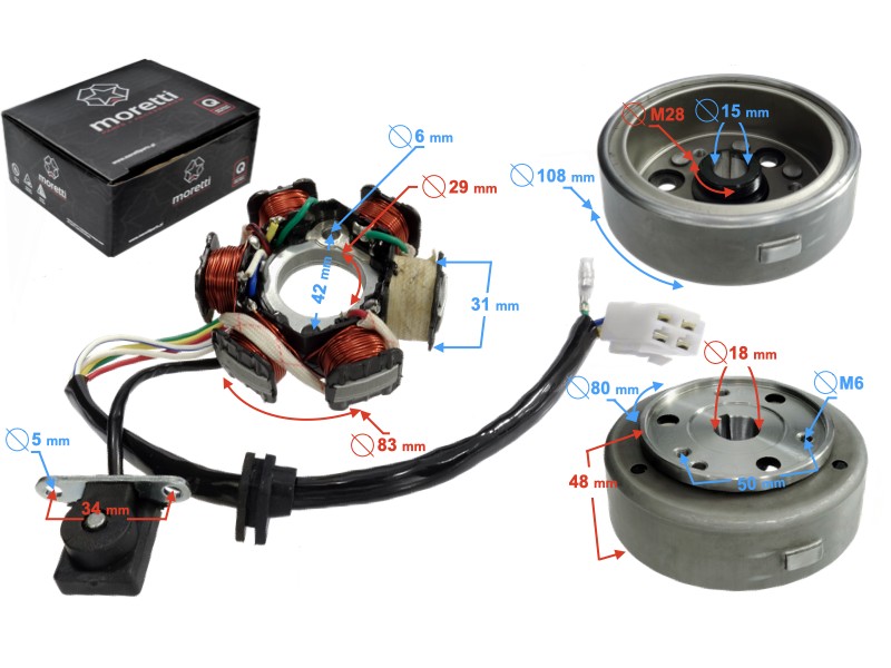 Ignition stator (magneto) with magnet for ATV 110