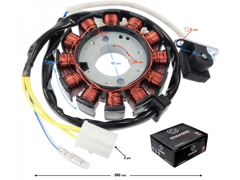 Ignition stator (magneto) for 50cc, E4 scooter (12 coils)