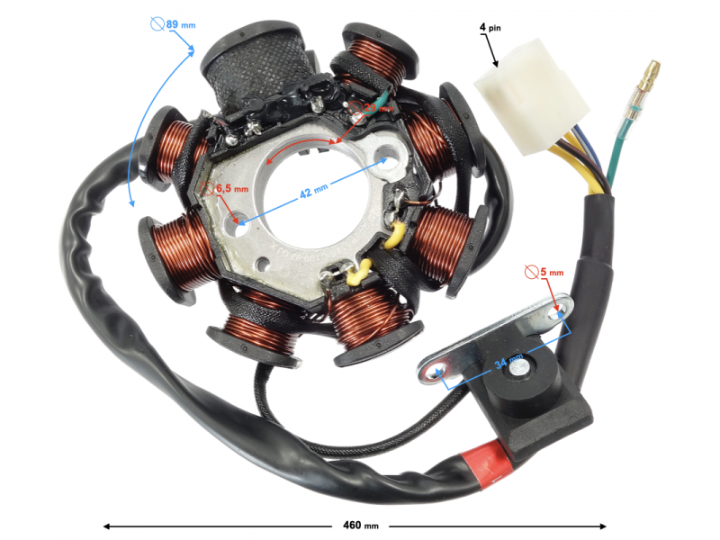 Magneto for Moretti horizontal engine 154FMI, 125cc 4T, 4-speed Manual