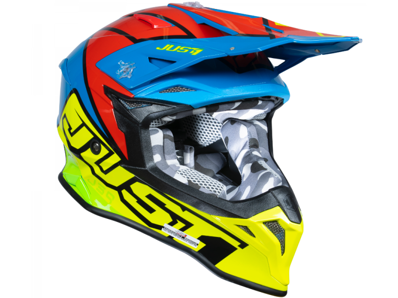 Helmet JUST1 J39 THRUSTER fluo yellow blue red black gloss M