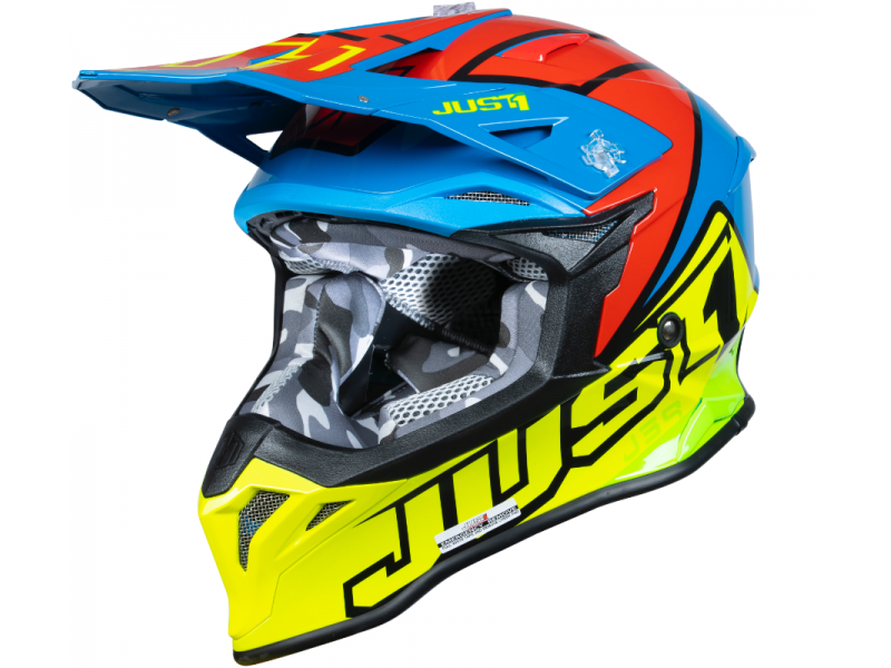 Helmet JUST1 J39 THRUSTER fluo yellow blue red black gloss M