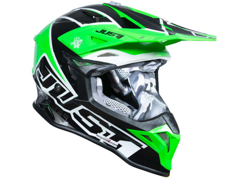 Helmet JUST1 J39 THRUSTER black green fluo white gloss XL