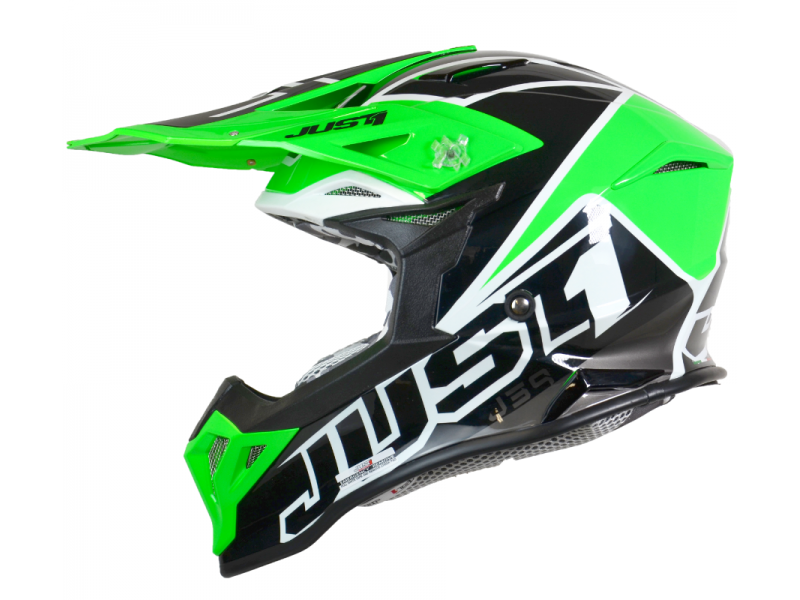 Helmet JUST1 J39 THRUSTER black green fluo white gloss XL