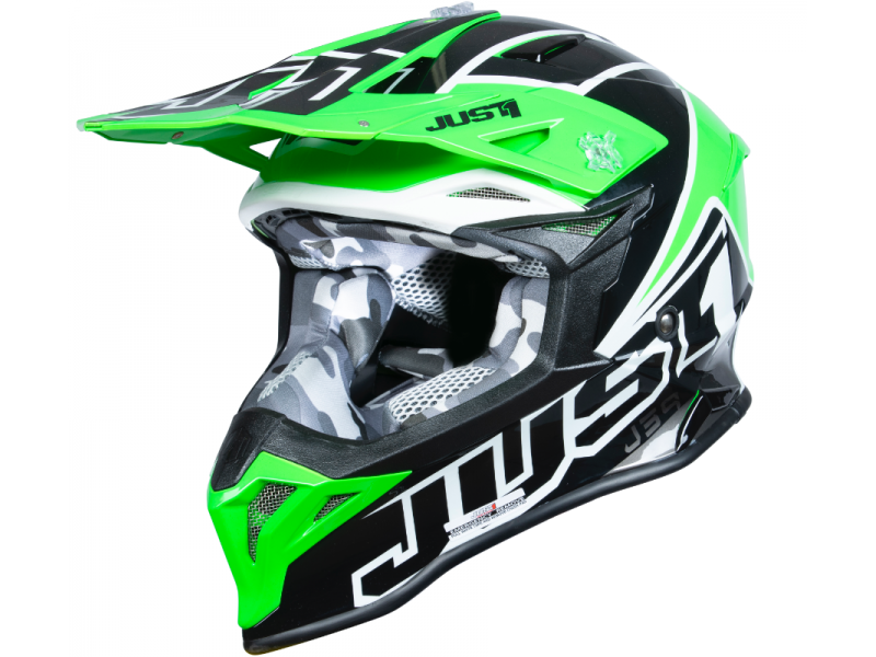 Helmet JUST1 J39 THRUSTER black green fluo white gloss XL