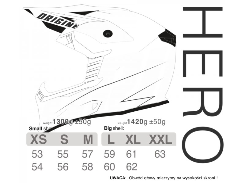Helmet HERO MX Black/White Matte S ORIGINE