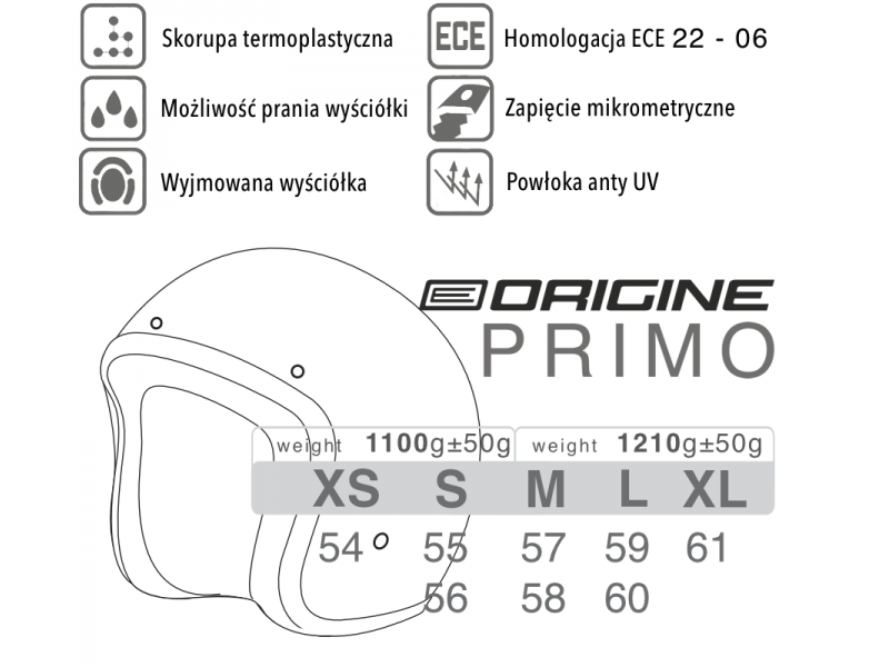 Helmet ORIGINE PRIMO STAR Titanium Matt Black S Helmet ORIGINE PRIMO STAR Titanium Matt Black S