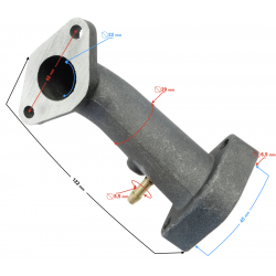 Carburetor port for Moretti horizontal engine 152FMH, 110cc 4T, 4-speed manual