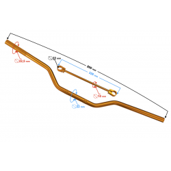 Handlebar universal naked cross 22mm gold