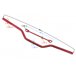 Handlebar universal naked cross 22mm red