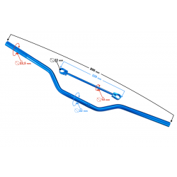 Handlebar universal naked cross 22mm blue