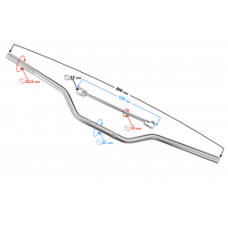 Handlebar universal naked cross 22mm silver Handlebar universal naked cross 22mm silver