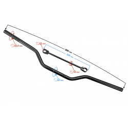 Handlebar universal naked cross 22mm black