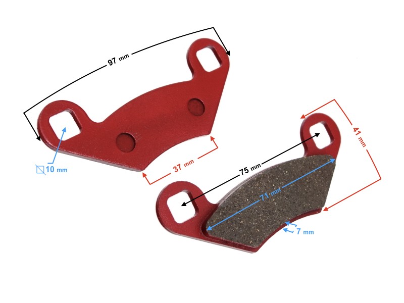 Rear brake pads for ATV