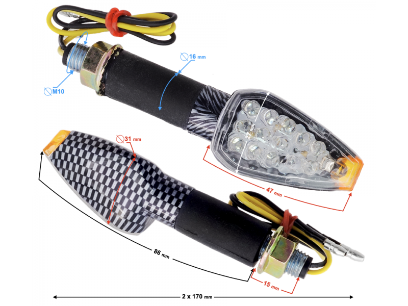Universal indicators MRT-008, LED (14 LEDs) Carbon color (E-mark)