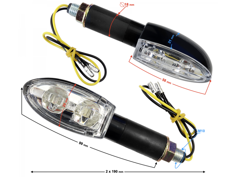Universal indicators MRT-046, LED (12 SMD-Diodes) black, (E-mark)