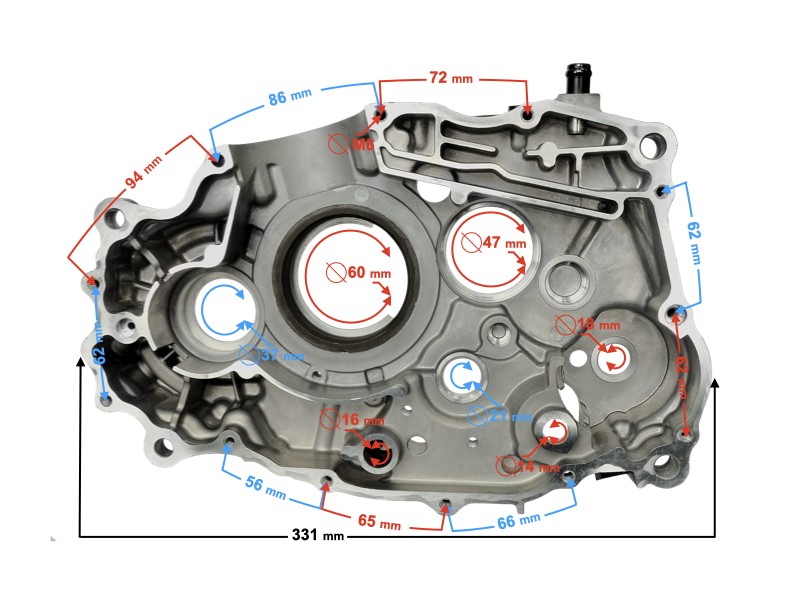 Right engine crankcase for motorcycle Classic 125