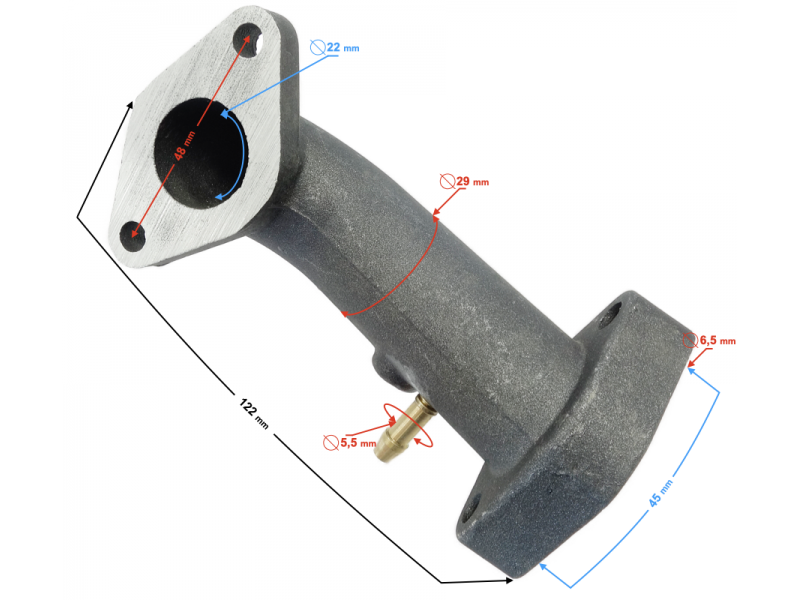 Carburetor port for Moretti horizontal engine 154FMI, 125cc 4T, 4-speed Manual