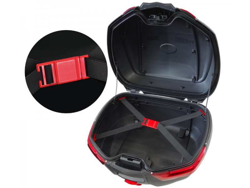 Top case Moretti, MR-898, 47l, black, red reflection