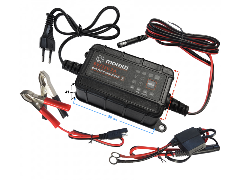 Battery charger GEL, AGM, LiFePO4 6V/12V 2A