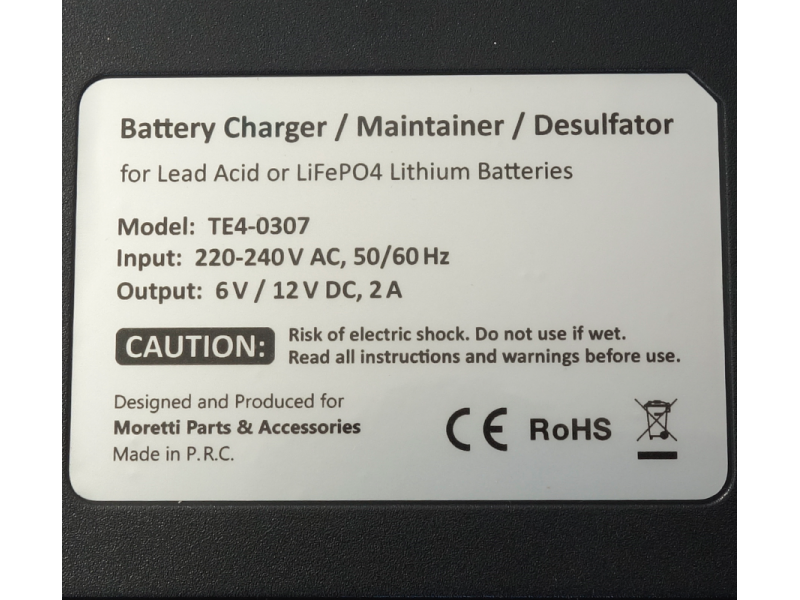 Battery charger GEL, AGM, LiFePO4 6V/12V 2A