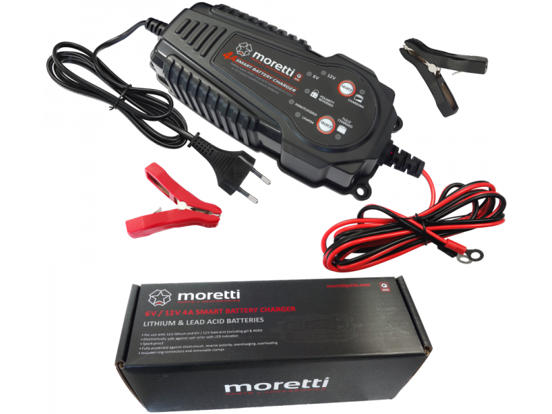 Battery charger 12V LiFePO4 lithium, 6V/12V lead-acid 4A