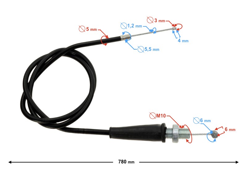 Gas throttle cable for Cross CRF50 and Cross CRF70