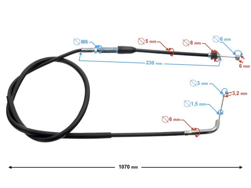 Gas throttle cable for Bashan 200 quad