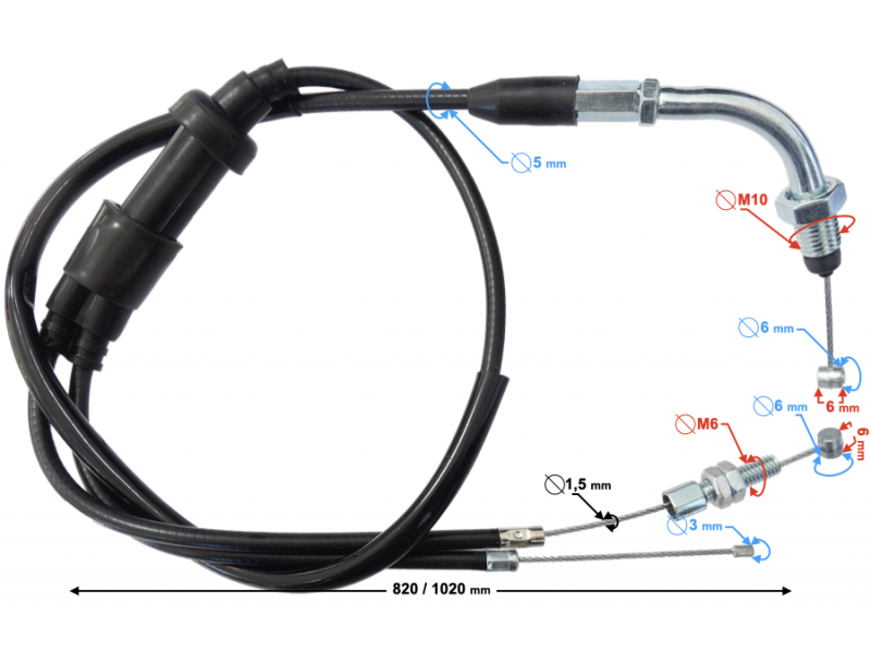 Gas cable + accelerator ATV 150 200 250