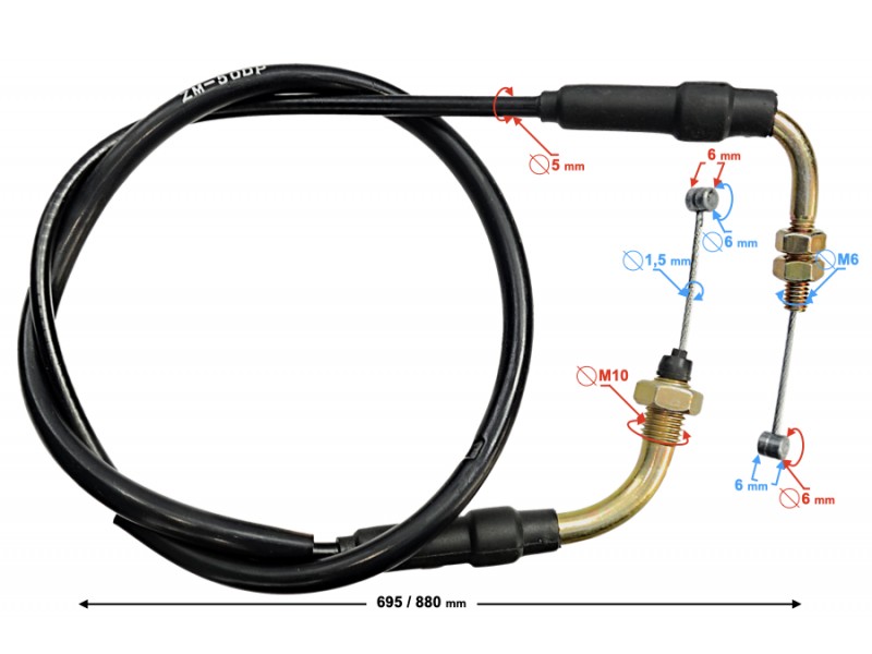 Gas throttle cable for Sprint / Fighter / Volcano 50 / Euro 5 moped