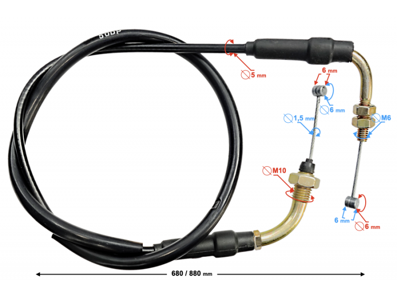 (WHOLESALE) Throttle cable for moped Sprint/Fighter/Volcano 50 / Euro 5 (WHOLESALE) Throttle cable for moped Sprint/Fighter/Volcano 50 / Euro 5